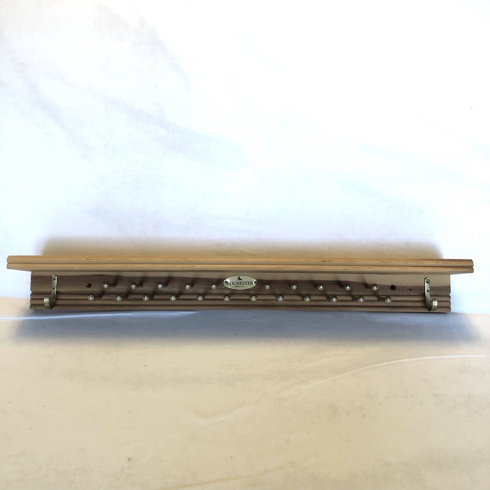 Tie Belt Shelf Rack Wall Hanger 21" Metal Pegs ROCHESTER Solid Cedar Wood